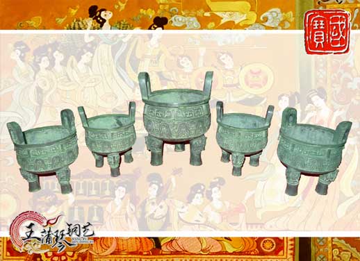 銅鼎，銅五鼎，中國鼎，佛像用鼎